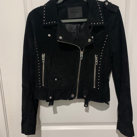 Blank NYC Suede Luxury No Limit Motorcycle "Moto" Style Jacket Black Studded S - Picture 6 of 16
